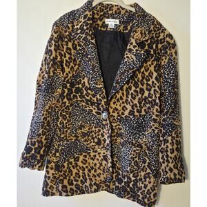 Regina Porter 80s' Womens Blazer Jacket 100% Silk Animal Print Size M RARE!